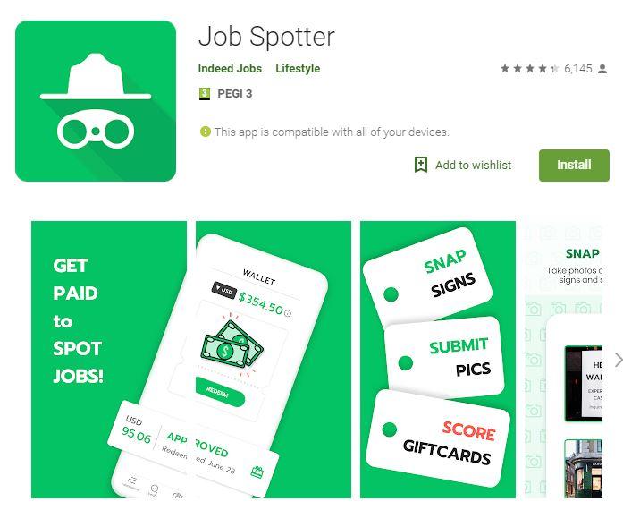 Screenshot of Job Spotter on the Android app store