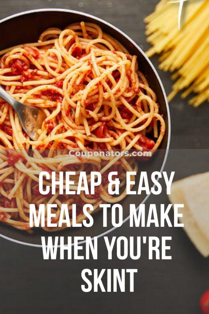 Cheap & easy meals to make when you're skint - Pinterest image