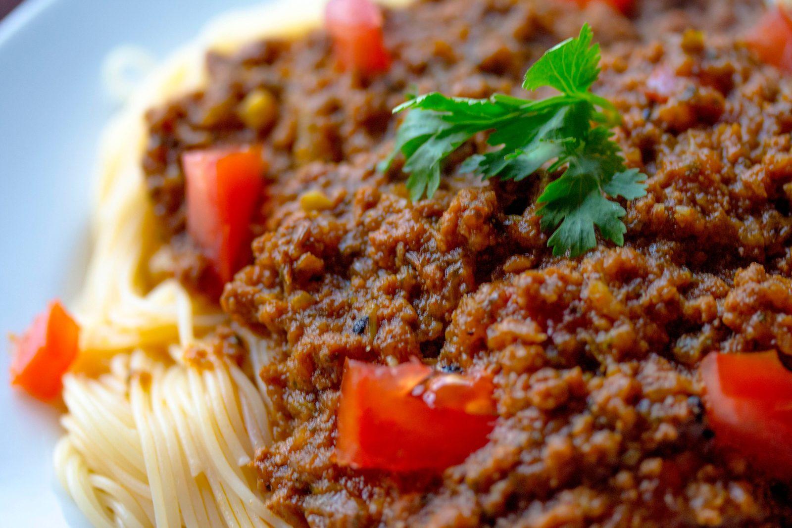 close up of spag bol