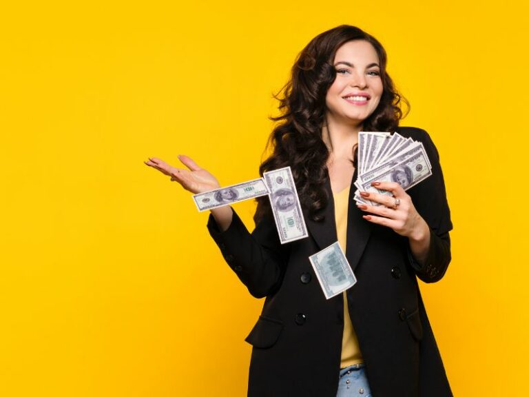 Woman holding money